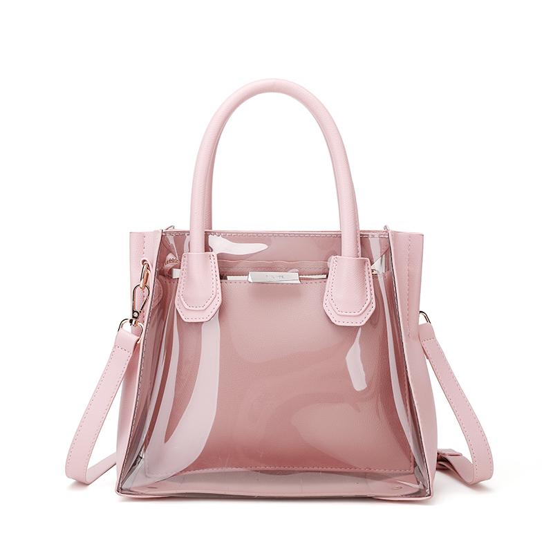 2018 new arrival summer PVC transparent shoulder bag style Jelly crystal chain 2pcs bag set for women