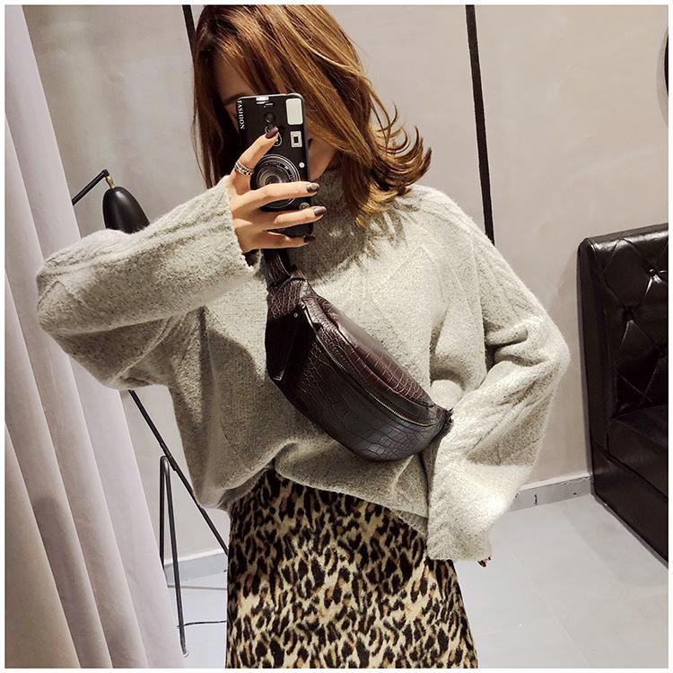 2019 Always Trendy Crocodile Pattern Leather Waist Bum Bag Fashion Korea Ladies Fanny Pack For Women