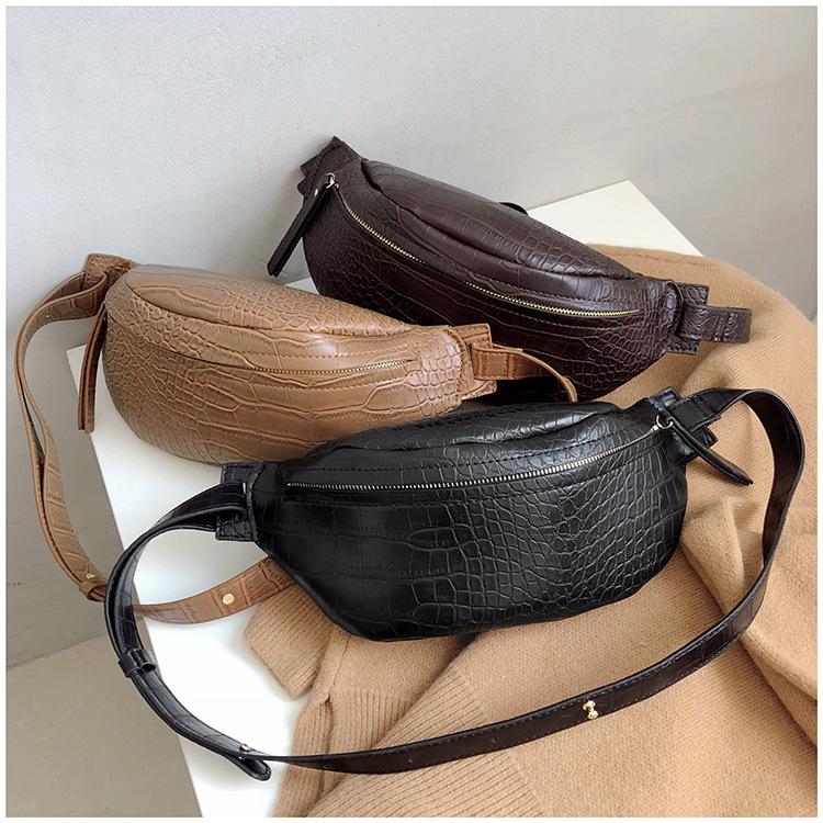 2019 Always Trendy Crocodile Pattern Leather Waist Bum Bag Fashion Korea Ladies Fanny Pack For Women