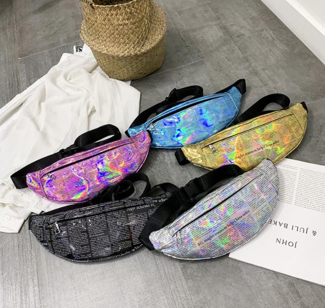 2019 China Supplier Customization Holographic Letters Fanny Pack Iridescent Bum Bag Waist Pack For Ladies