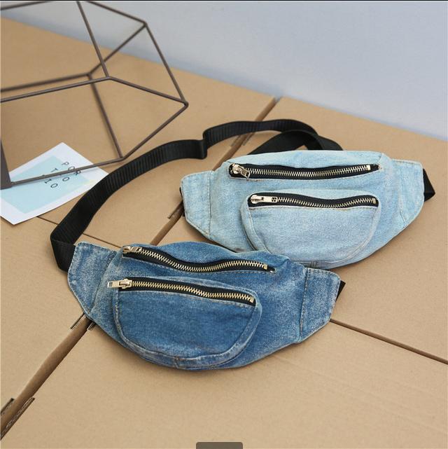 2019 China Supplier Wholesale Small Kids Jean Fanny Pack Fashion Demin Waist Pack Bag
