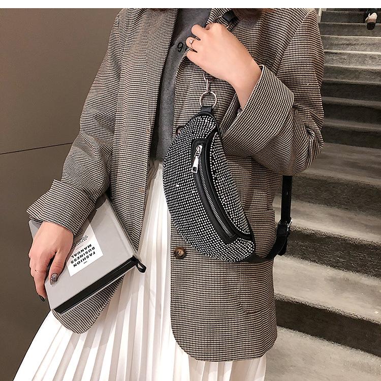 2019 Fashionable Korea Style Rhinestone Fanny Pack Ladies Women Waist Bag Bum Bag Wholesale