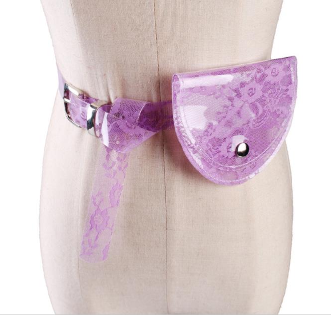 2019 Fashionable Ladies Lace Belt Bag Transparent Mini Waist Bag Jelly Pvc Fanny Pack Women's Bag Wholesale