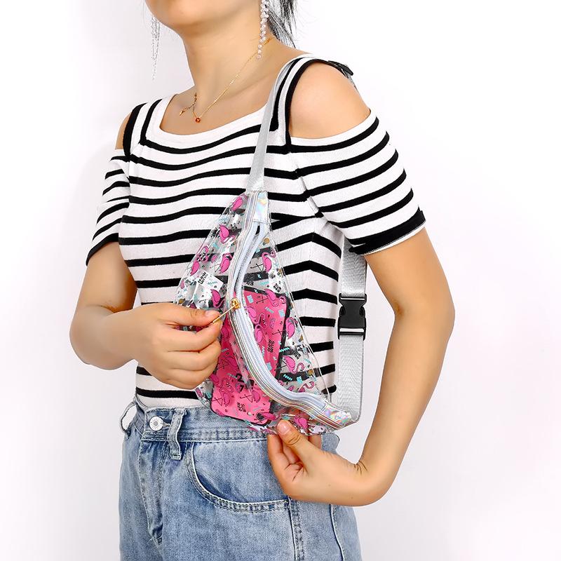 2019 Female Newest Cheap Cute Cartoon Unicorn Flamingo PVC Clear Fanny Pack  Waist Bum Bag For Girls