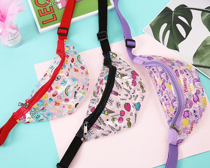 2019 Female Newest Cheap Cute Cartoon Unicorn Flamingo PVC Clear Fanny Pack  Waist Bum Bag For Girls