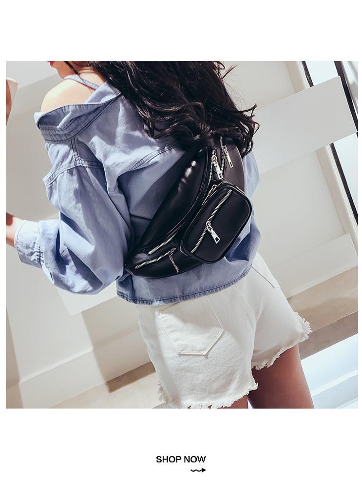 2019 Hot Sale fashion personality sewing rhomboids ladies fanny pack crossbody bag leather waist bag Leather Waist Bag