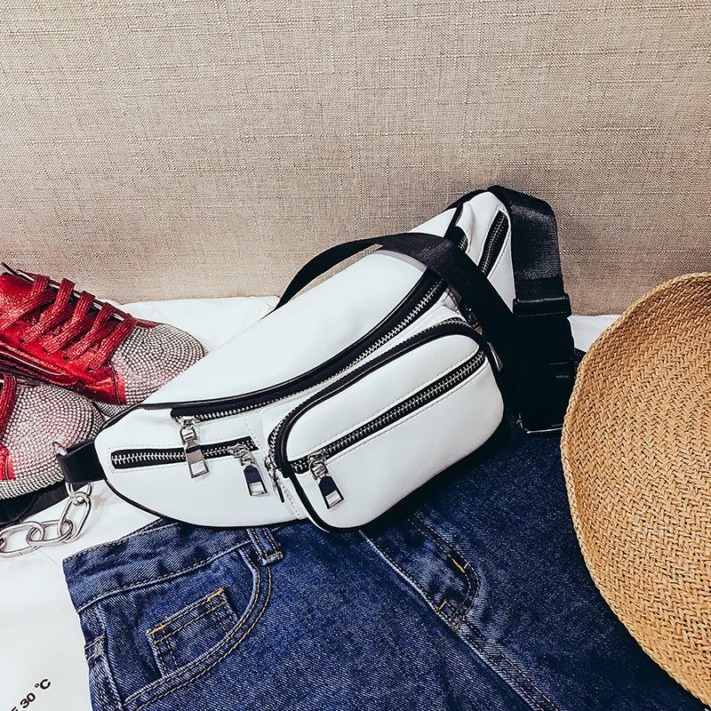 2019 Hot Sale fashion personality sewing rhomboids ladies fanny pack crossbody bag leather waist bag Leather Waist Bag