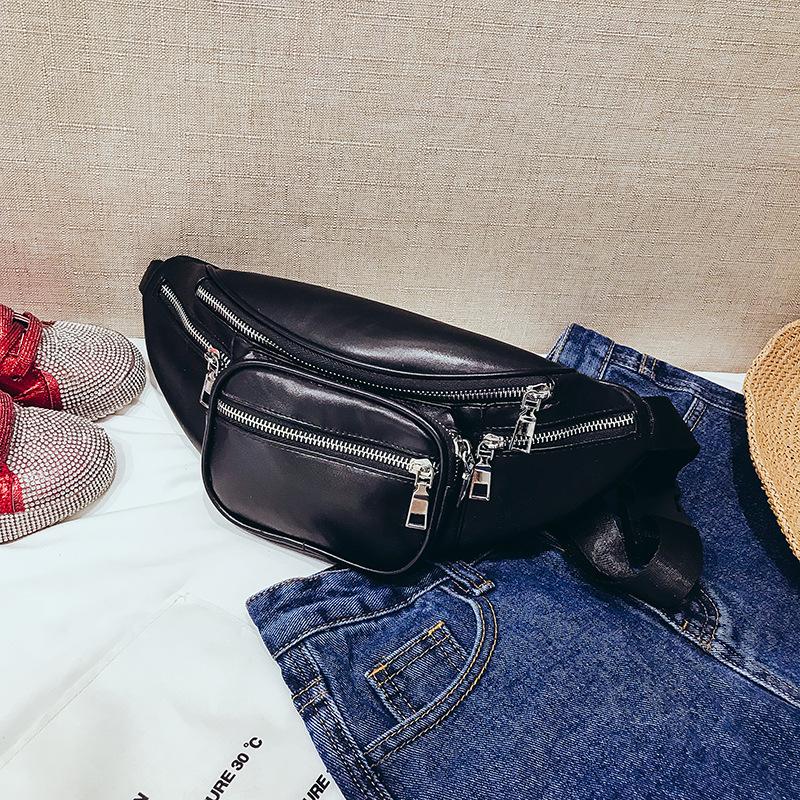 2019 Hot Sale fashion personality sewing rhomboids ladies fanny pack crossbody bag leather waist bag Leather Waist Bag