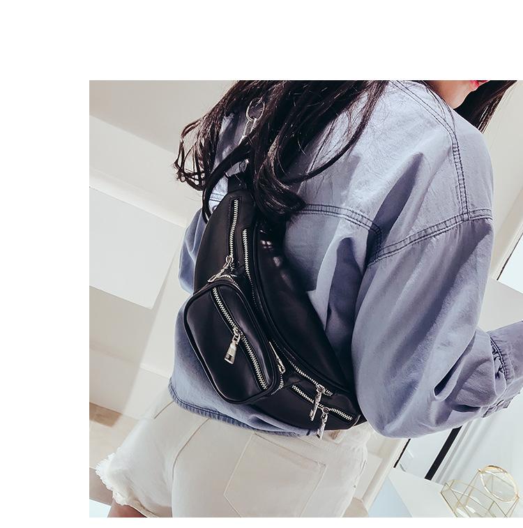2019 Hot Sale fashion personality sewing rhomboids ladies fanny pack crossbody bag leather waist bag Leather Waist Bag
