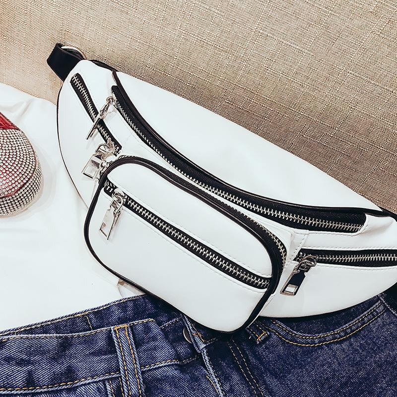 2019 Hot Sale fashion personality sewing rhomboids ladies fanny pack crossbody bag leather waist bag Leather Waist Bag