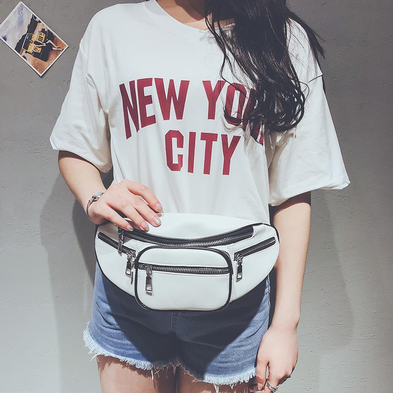 2019 Hot Sale fashion personality sewing rhomboids ladies fanny pack crossbody bag leather waist bag Leather Waist Bag