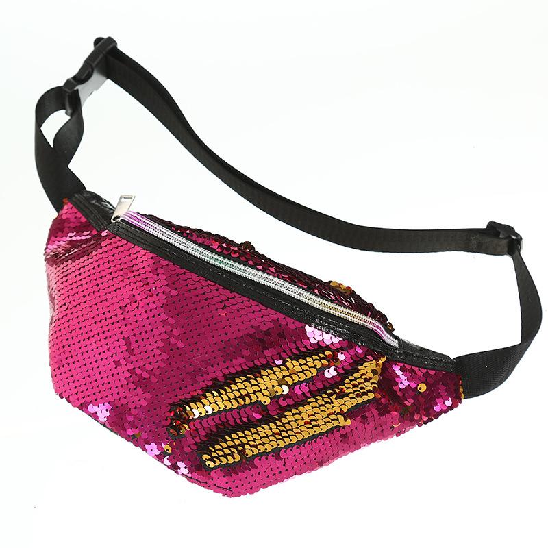 2019 Instagram Hot Sale Fashion Cheap Sequin Rainbow Women Waist Bag Cool Glitter Fanny Pack  For Lady