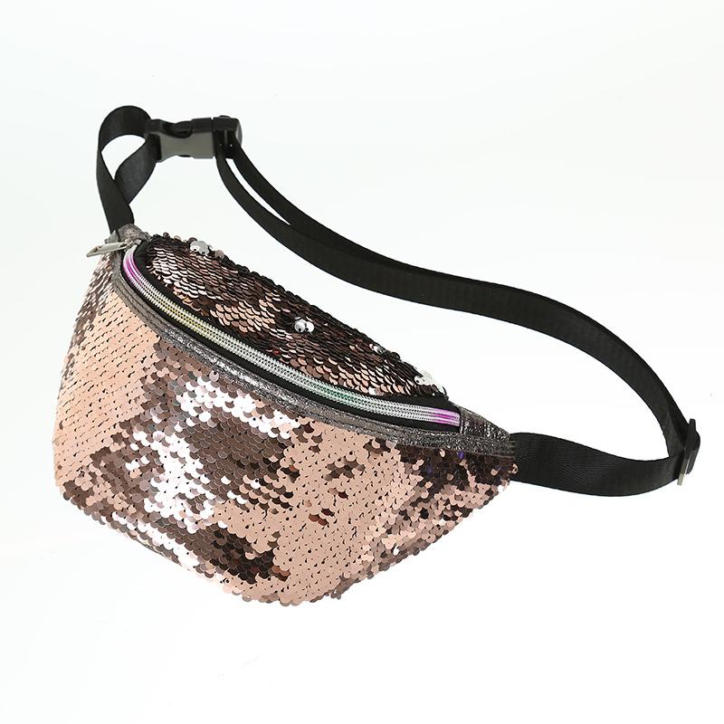2019 Instagram Hot Sale Fashion Cheap Sequin Rainbow Women Waist Bag Cool Glitter Fanny Pack  For Lady
