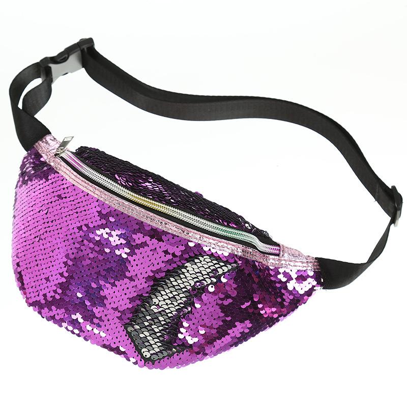 2019 Instagram Hot Sale Fashion Cheap Sequin Rainbow Women Waist Bag Cool Glitter Fanny Pack  For Lady