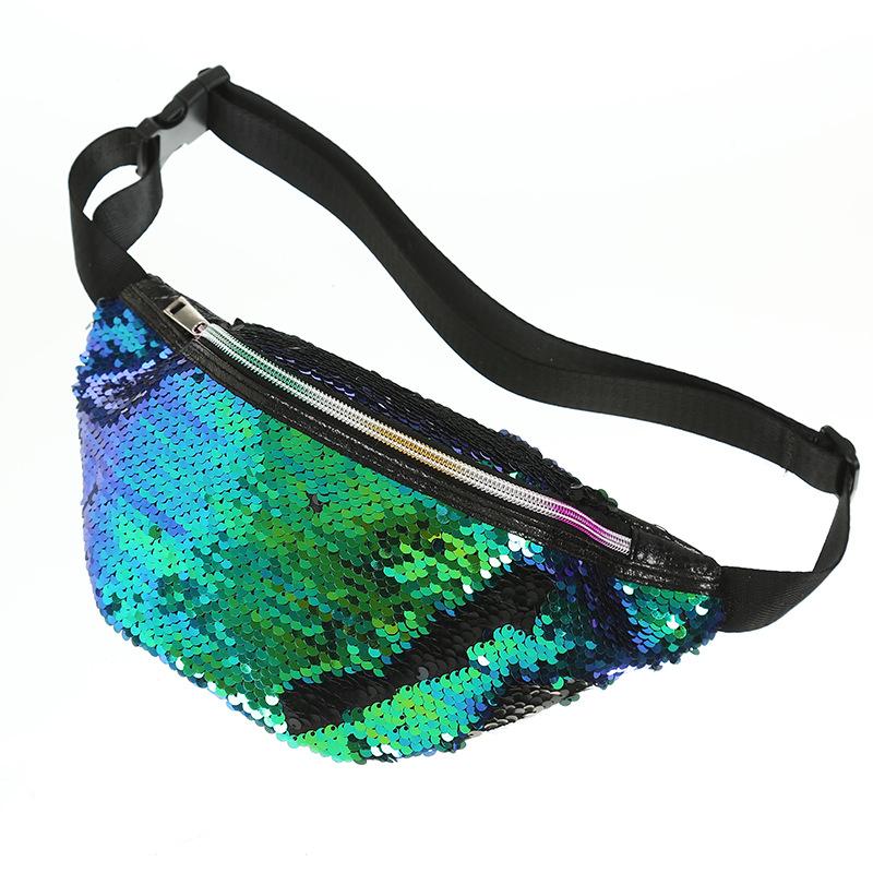 2019 Instagram Hot Sale Fashion Cheap Sequin Rainbow Women Waist Bag Cool Glitter Fanny Pack  For Lady