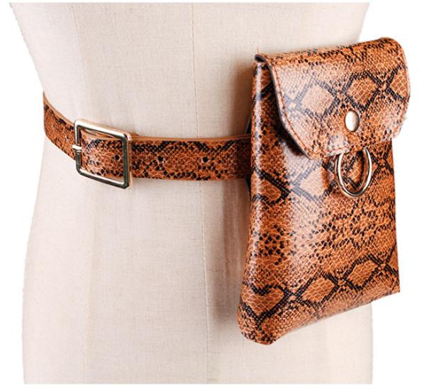 2019 Leather Women Fanny Pack Fashion Snakeskin Python Waist Packs Belt Bag Female Waist Bag Wholesale