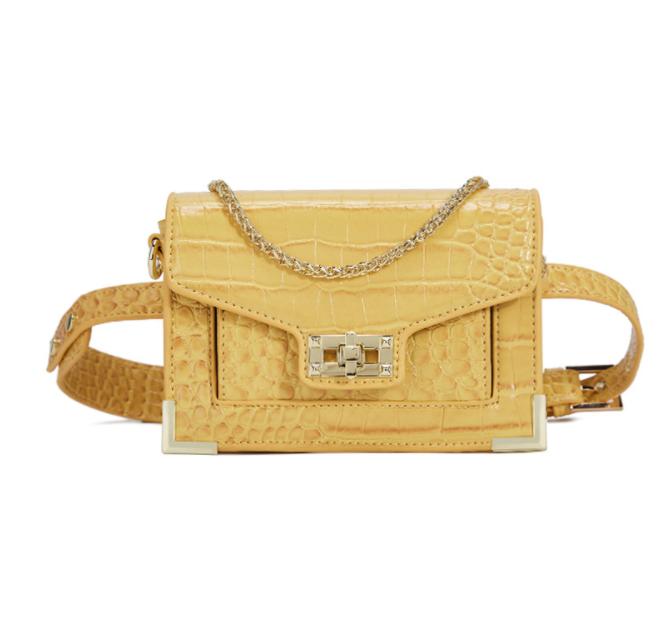 2019 New Trendy Hot Fashion Alligator Pu Leather Square Mini Waist Bag /Fanny Pack /Belt Bag For Ladies Women