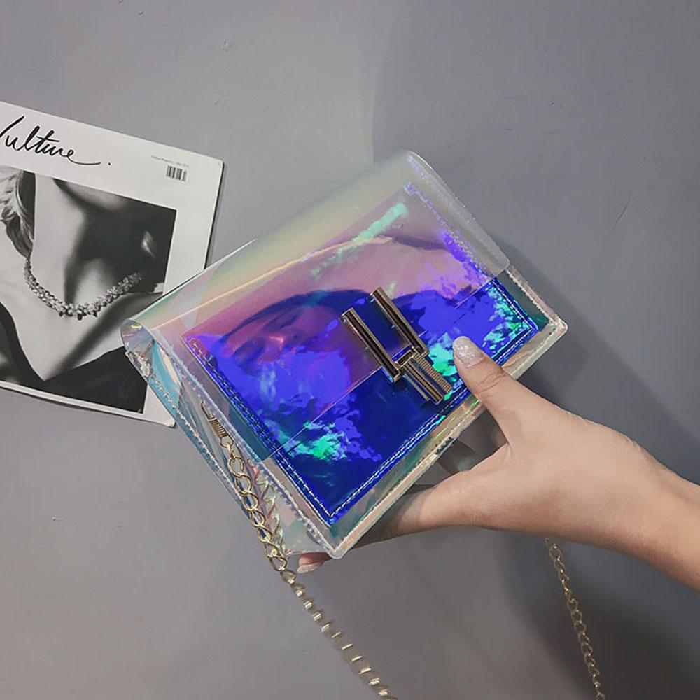 2019 OEM rainbow jelly clear handbag summer tote bag for women
