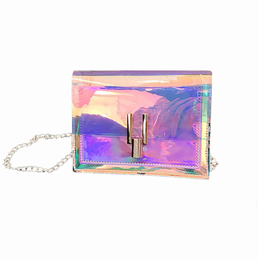 2019 OEM rainbow jelly clear handbag summer tote bag for women
