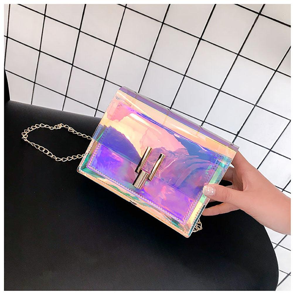 2019 OEM rainbow jelly clear handbag summer tote bag for women
