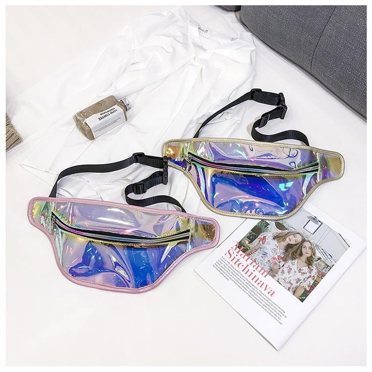 2019 Summer Cheap See Through Holographic Laser Fanny Pack Bag  PVC Clear Iridecent Waist Pouch Bum Belt Bag
