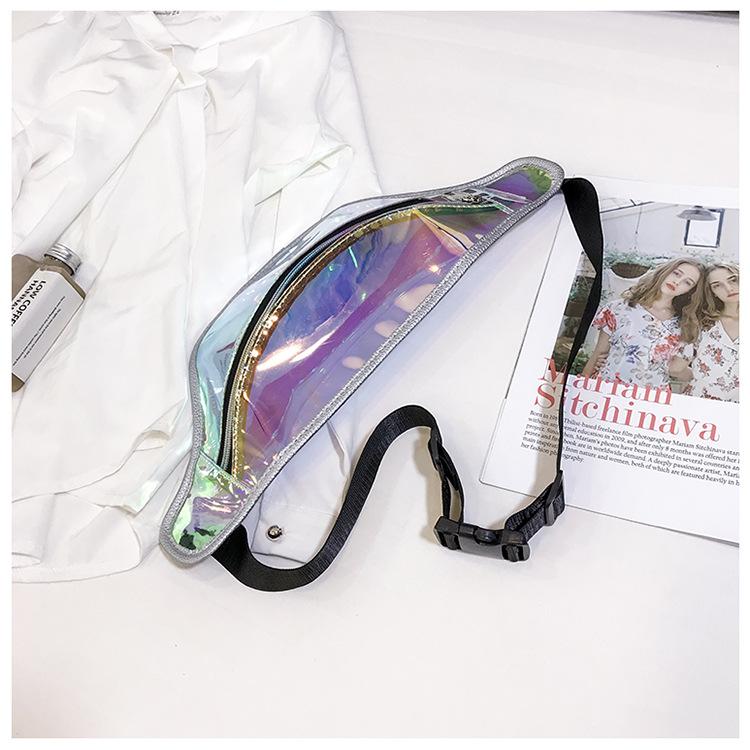 2019 Summer Cheap See Through Holographic Laser Fanny Pack Bag  PVC Clear Iridecent Waist Pouch Bum Belt Bag