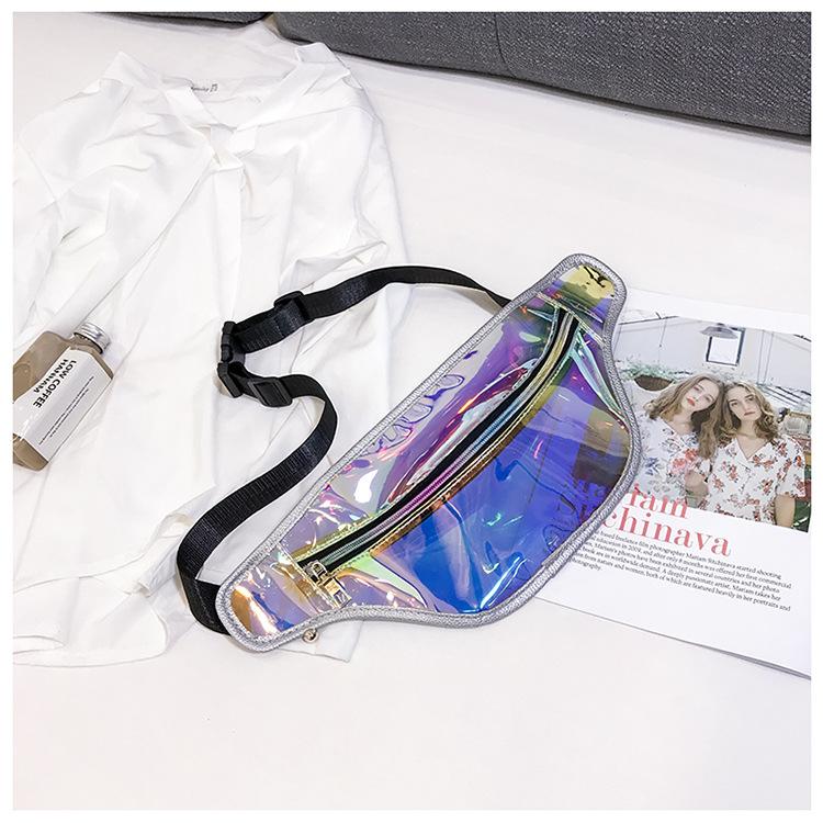 2019 Summer Cheap See Through Holographic Laser Fanny Pack Bag  PVC Clear Iridecent Waist Pouch Bum Belt Bag