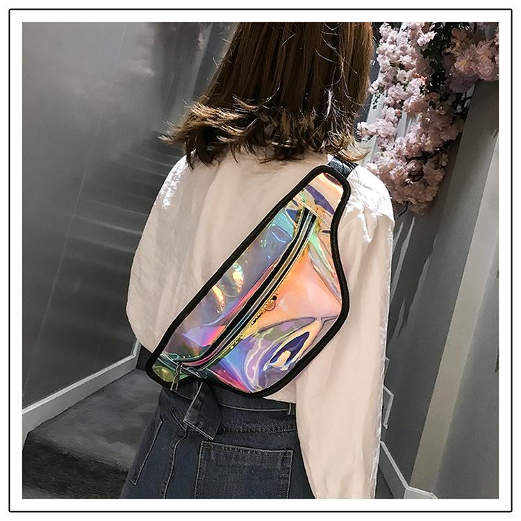 2019 Summer Cheap See Through Holographic Laser Fanny Pack Bag  PVC Clear Iridecent Waist Pouch Bum Belt Bag