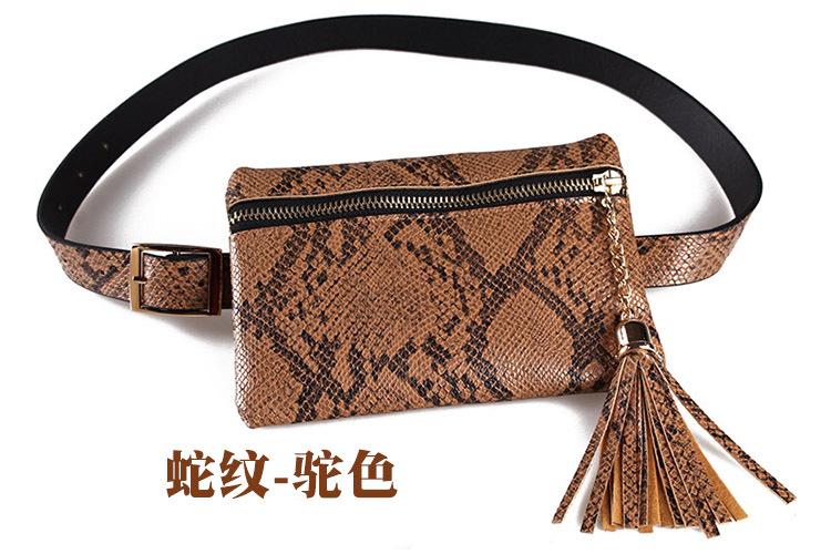 2019 Tassel Leather Python Waist Bag Fashion Fanny Pack Quilted Women Belt Bum Bag Wholesale