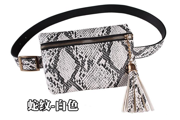 2019 Tassel Leather Python Waist Bag Fashion Fanny Pack Quilted Women Belt Bum Bag Wholesale