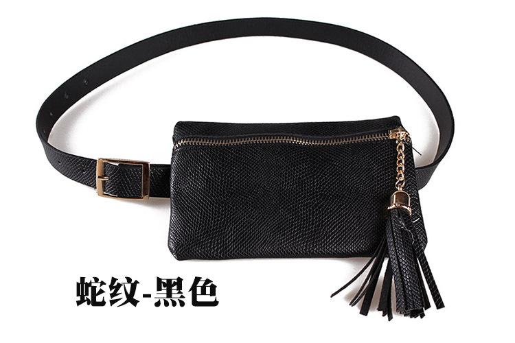 2019 Tassel Leather Python Waist Bag Fashion Fanny Pack Quilted Women Belt Bum Bag Wholesale