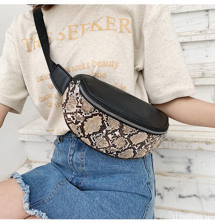 2019 Top Trends Ins Fashion Snakeskin Leather Crossbody Purse Fanny Pack Waist Belt Bag For Women