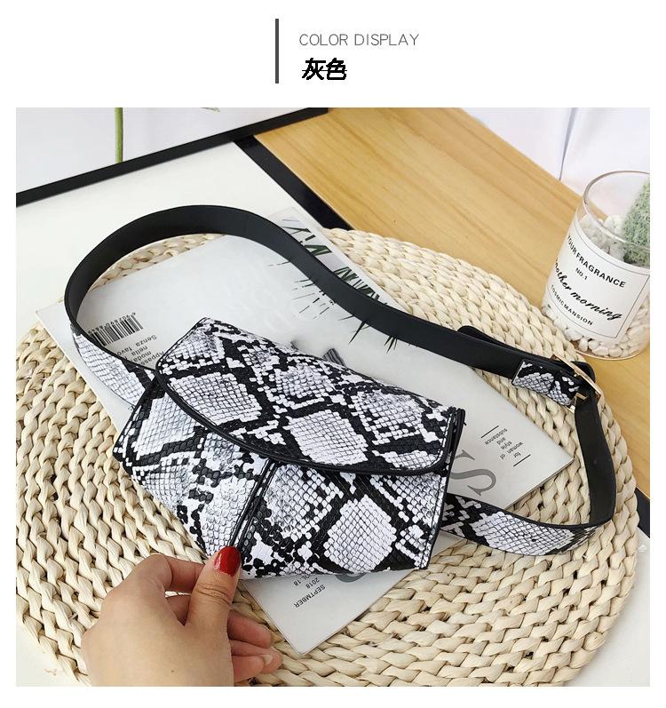 2019 Trendy Simple Snake Skin Women Leather Waist Bag Fashion Dressy Fanny Pack For Ladies Belt Bag