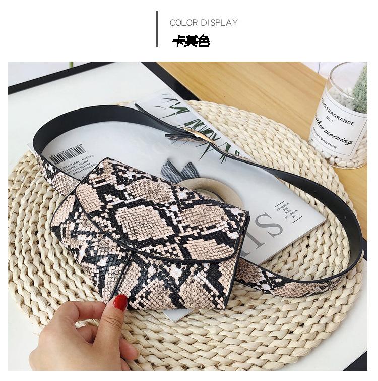 2019 Trendy Simple Snake Skin Women Leather Waist Bag Fashion Dressy Fanny Pack For Ladies Belt Bag