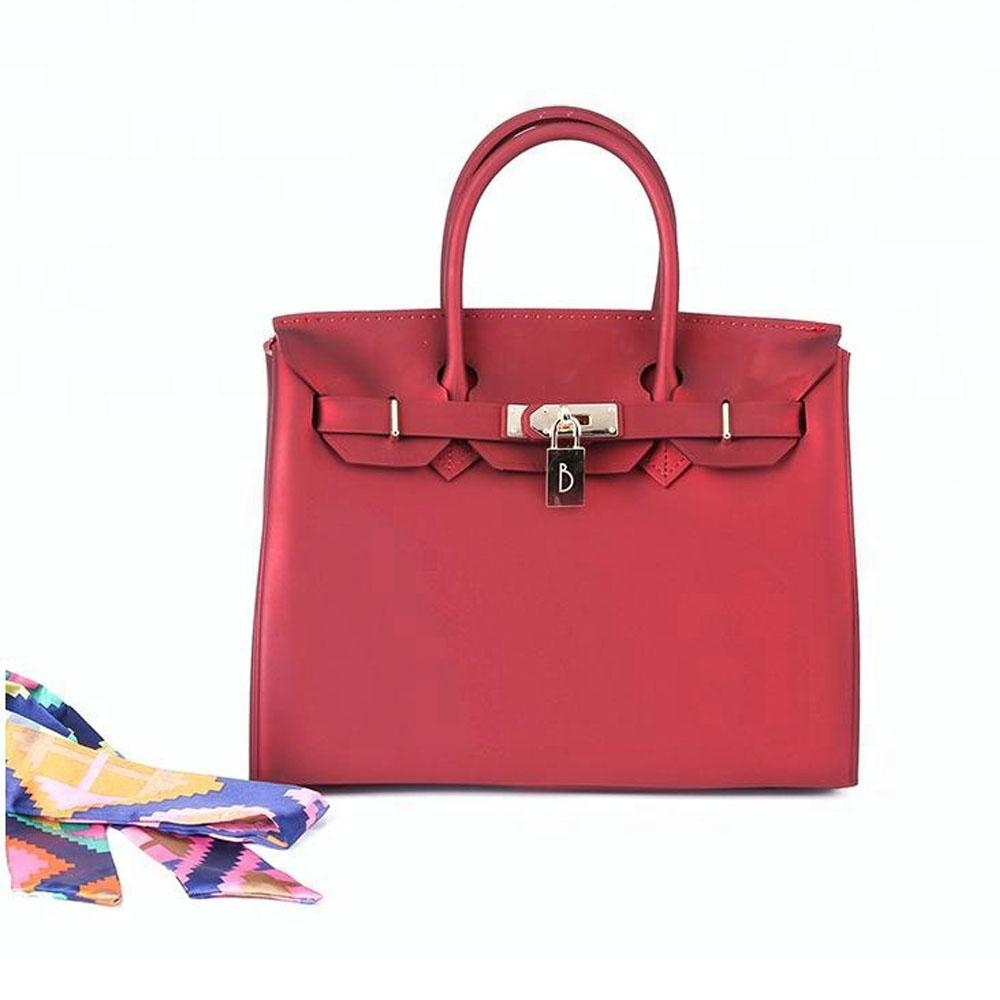 2019 low MOQ PU bag women summer beach  bag jelly tote bag