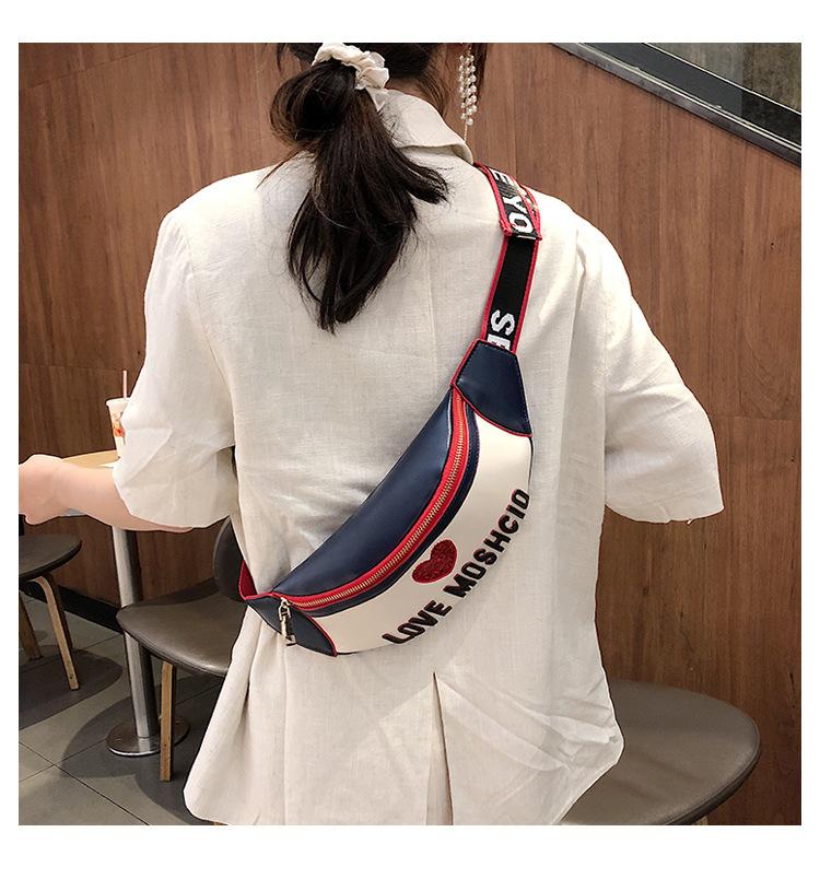 Korea Style Heart Patch Cute Girls Fanny Pack Fashionable Leather New Waist Belt Bag Chest Sling Bag