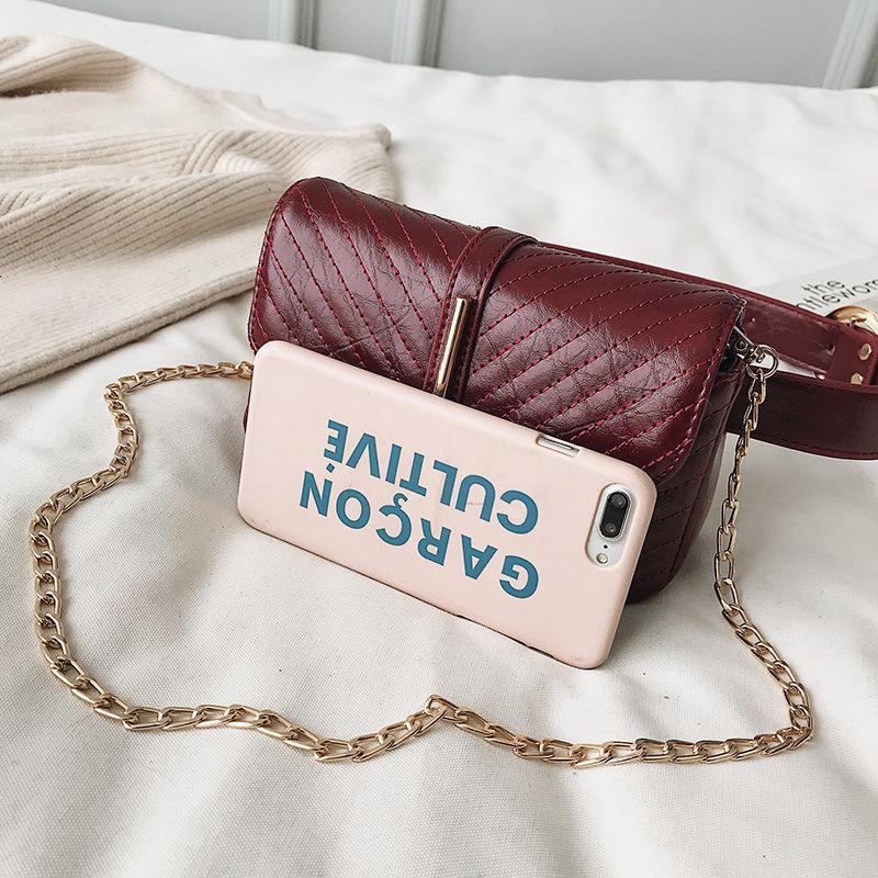 New Stylish 2019 Fashion Korea Version Tassel Sewing Leather Small Square Ladies Waist Belt Bag