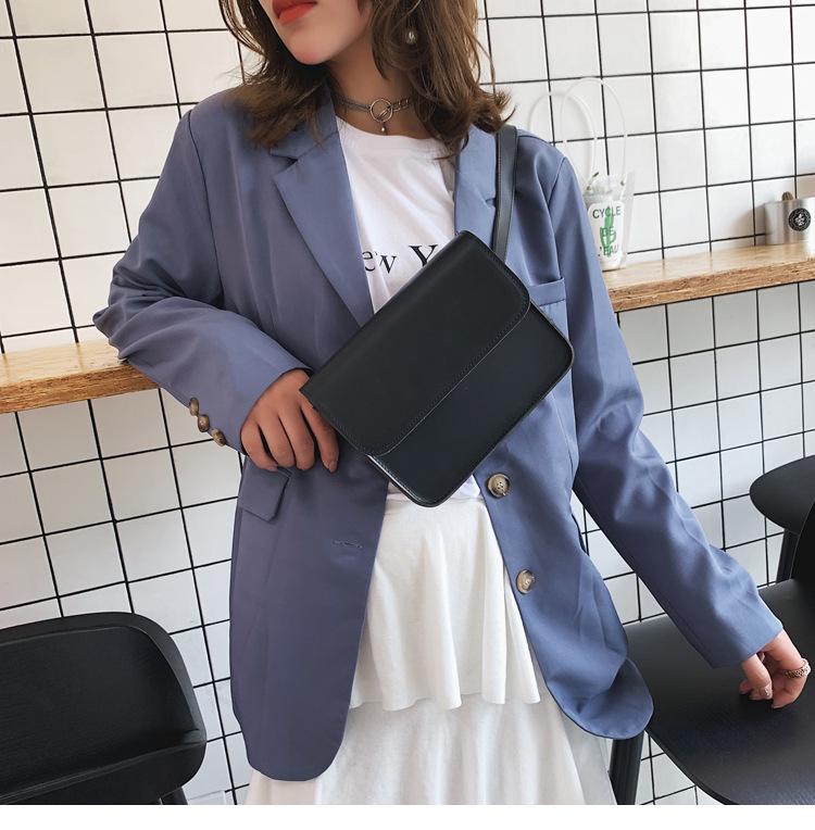 New Wholesale Pure Color Retro Square Leather Waist Bag Woman Ladies Fashion Fanny Pack 2019