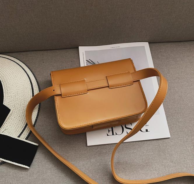 New Wholesale Pure Color Retro Square Leather Waist Bag Woman Ladies Fashion Fanny Pack 2019