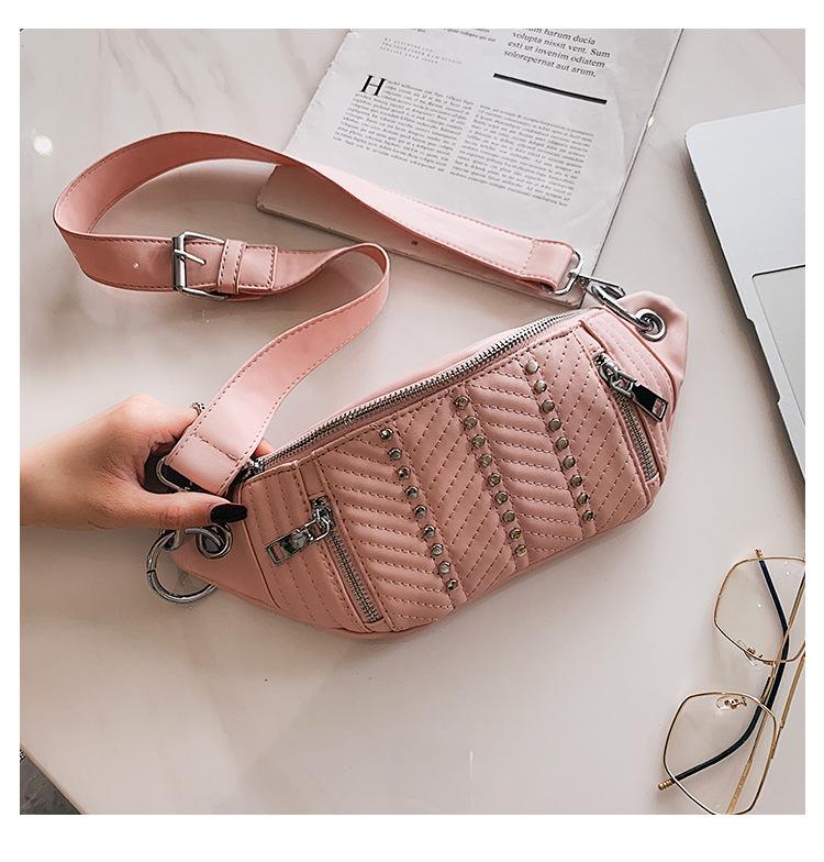 Newest Stylish Rivet Fashion Women Pink Waist Bag Fanny Pack Ladies Wholesale 2019