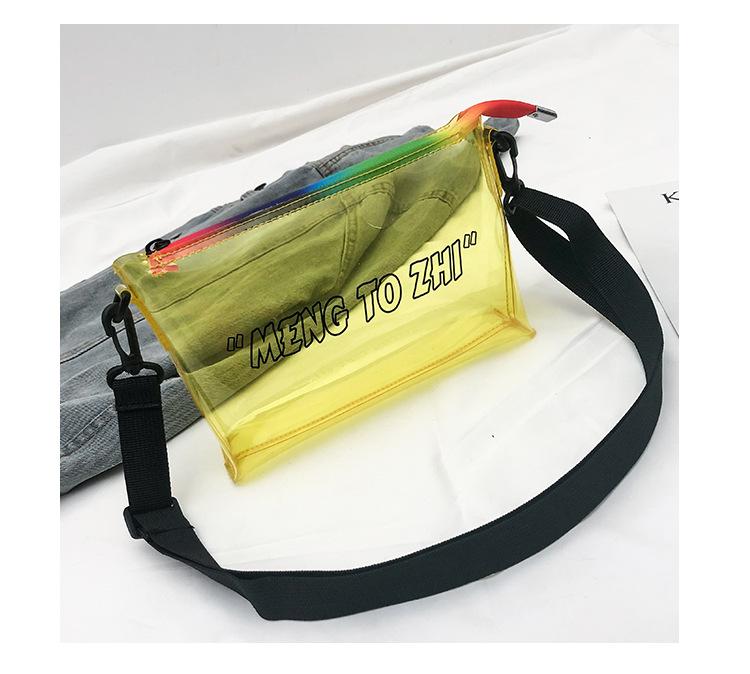 Summer Cool Small Clear Purse Custom Writings Plastic Transparent PVC Crossbody Belt Bag Wholesale 2019