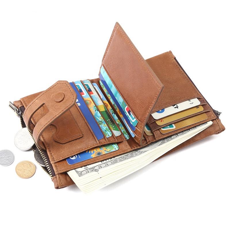 Factory Sale RFID Blocking Slim Genuine Leather Minimalist Front Pocket Wallets for Men with Money Clip