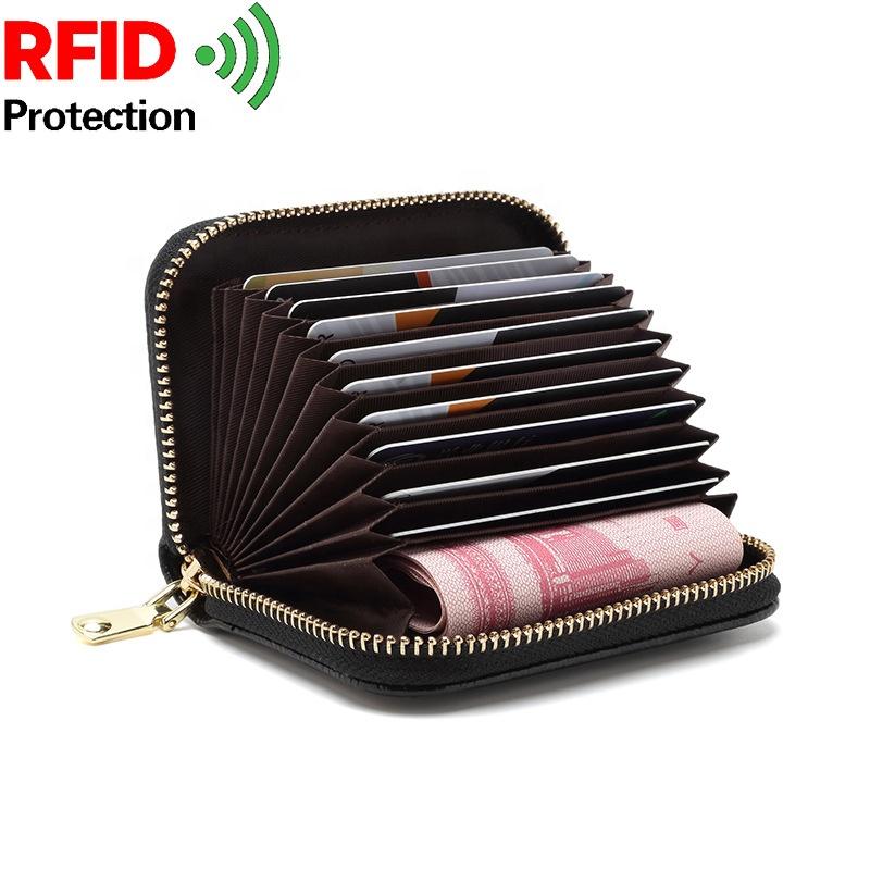 Fashion Unisex Leather Office RFID Blocking Credit Card Sleeve Card Holder