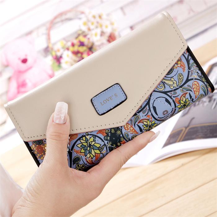 2018 flower pattern envelope purse slim leather  wallet