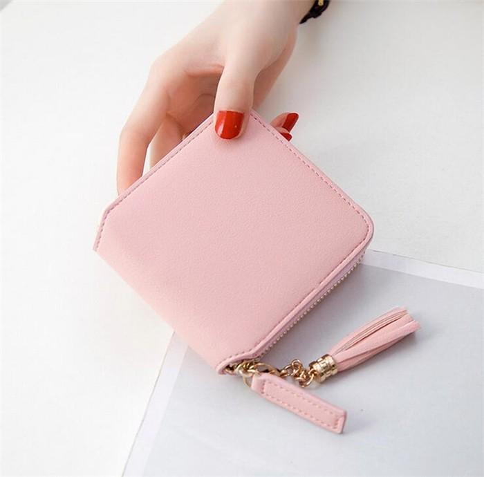 2019 China wholesale korea zipper tassel mini square wallet for lady