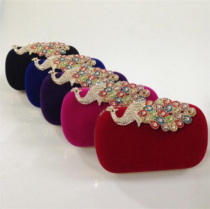 2020 Fashion new model diamond crystal women peacock clutch evening bag