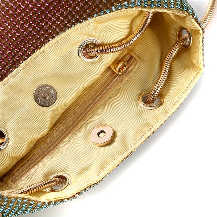 2020 New model boutique rainbow diamond rhinestone evening purse women clutch sling bucket bag
