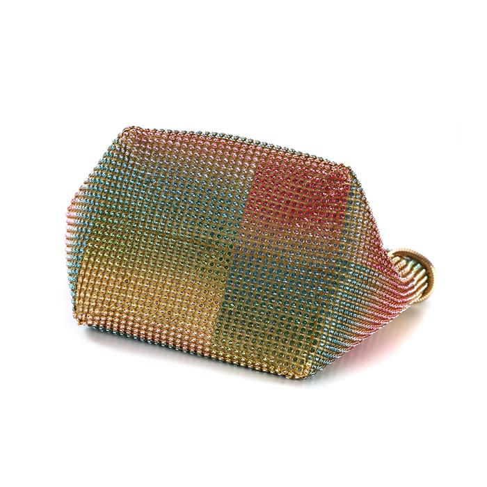 2020 New model boutique rainbow diamond rhinestone evening purse women clutch sling bucket bag