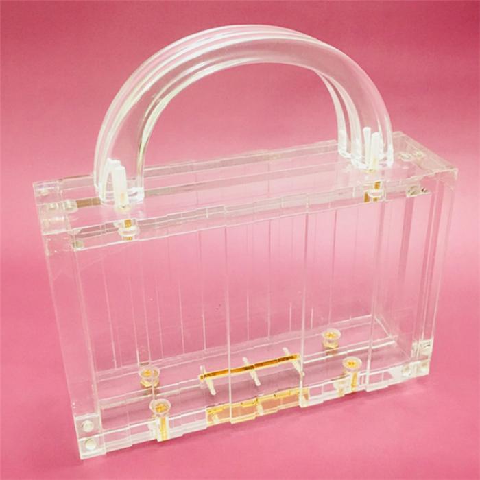2020 Retail fashion luxury transparent acrylic handle clear purses women handbags