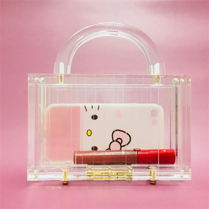 2020 Retail fashion luxury transparent acrylic handle clear purses women handbags